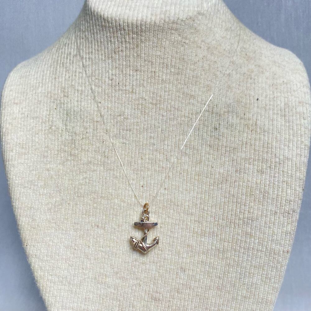 💎Tiny Anchor Pendant Charm Silver Tone Metal
